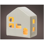 Kertahús, postulín, LED, 8x13cm
