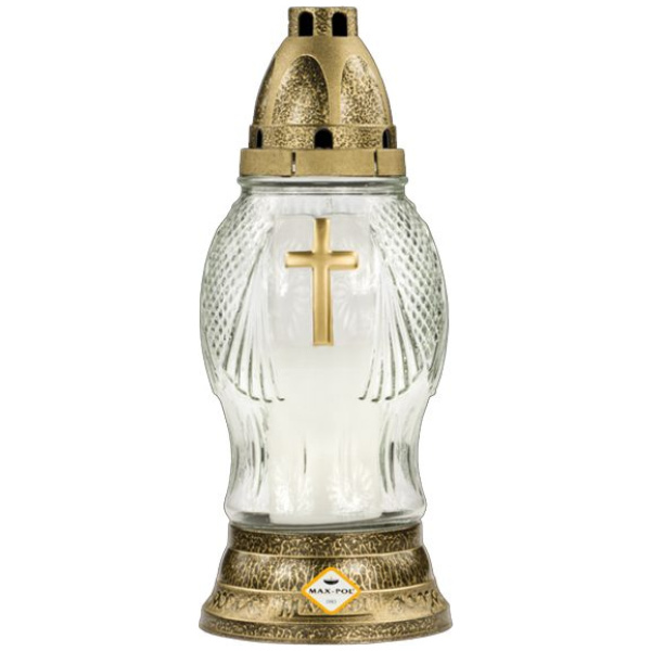 Leiðisljós m.krossi, 27 cm, 72 klst