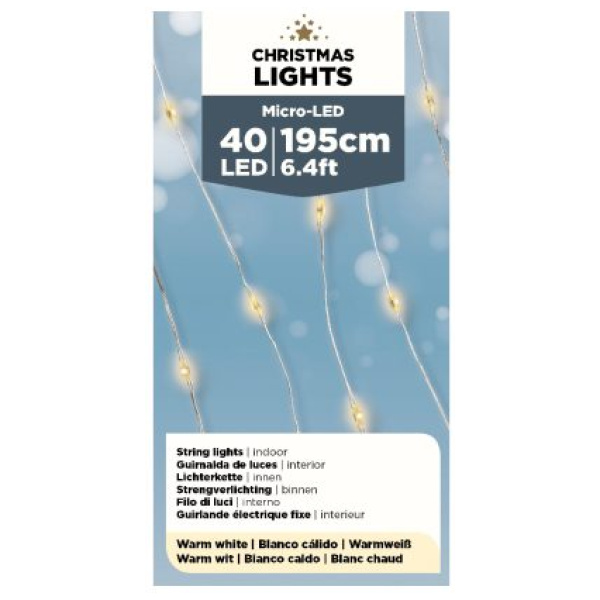 Ljósasería, 40 Micro-LED, WW, 195 cm#