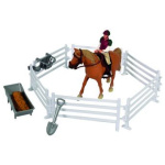 Hestur, knapi, gerði og fylgihlutir