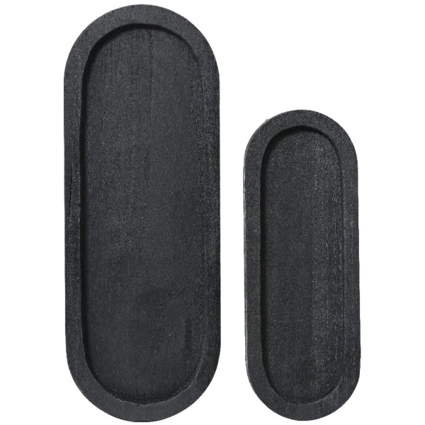 Viðarbakki, svartur, 2 stk í setti