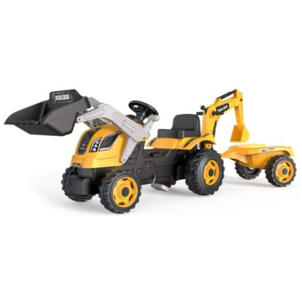 Smoby Gulur Traktor m. kerru og 2 skóflu