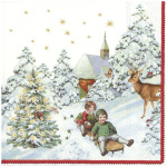 Servíettur, stórar, Christmas snow