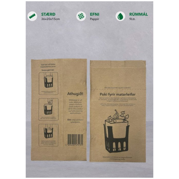 Bréfpokabúnt, matarleifar, 80stk