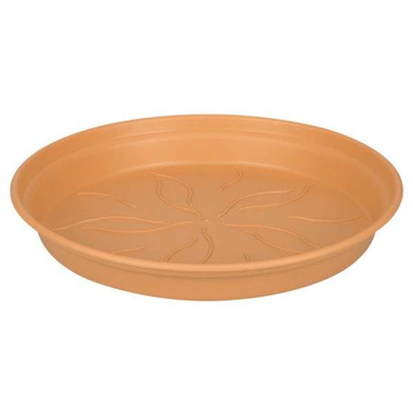 Skál undir blómaker, plast, 25cm, brún