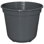 Blómapottur, plast, 12cm, grár