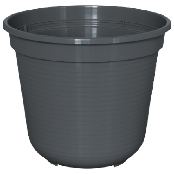 Blómapottur, plast, 12cm, grár