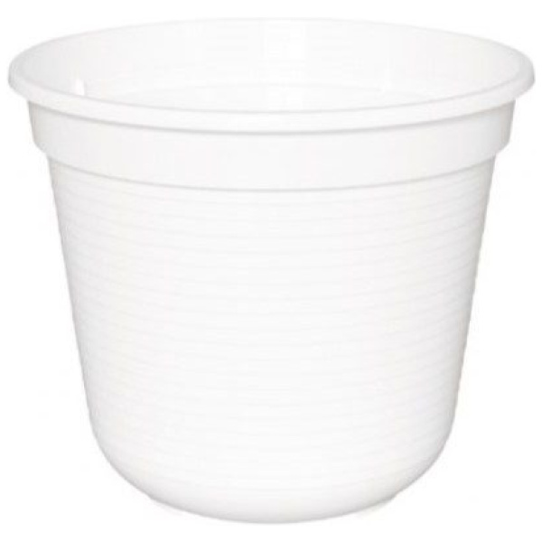 Blómapottur, plast, 12cm, Hvítur