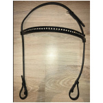 Höfuðleður, svört ennisól m/steinum #